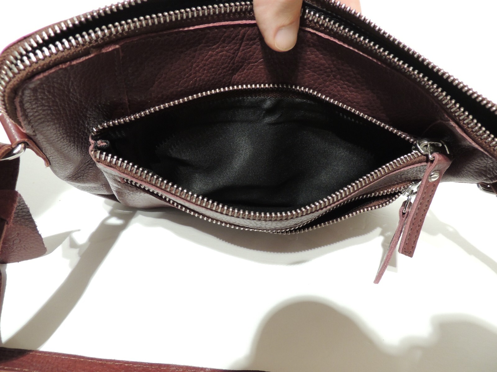 Wise Owl Purse Burgundy Leather Crossbody Shoulder Bag