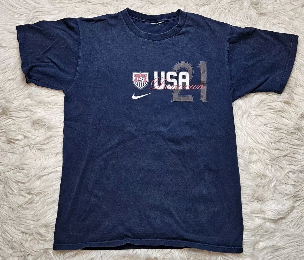Y2K NIKE Team USA Soccer Landon Donovan 21 Double-sided T-Shirt See Pictures