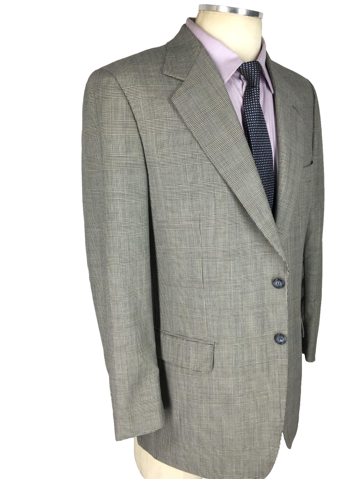 40R Brioni Italy Mens 2 Button 100% Wool Blazer Sport Coat Gray Glen Check