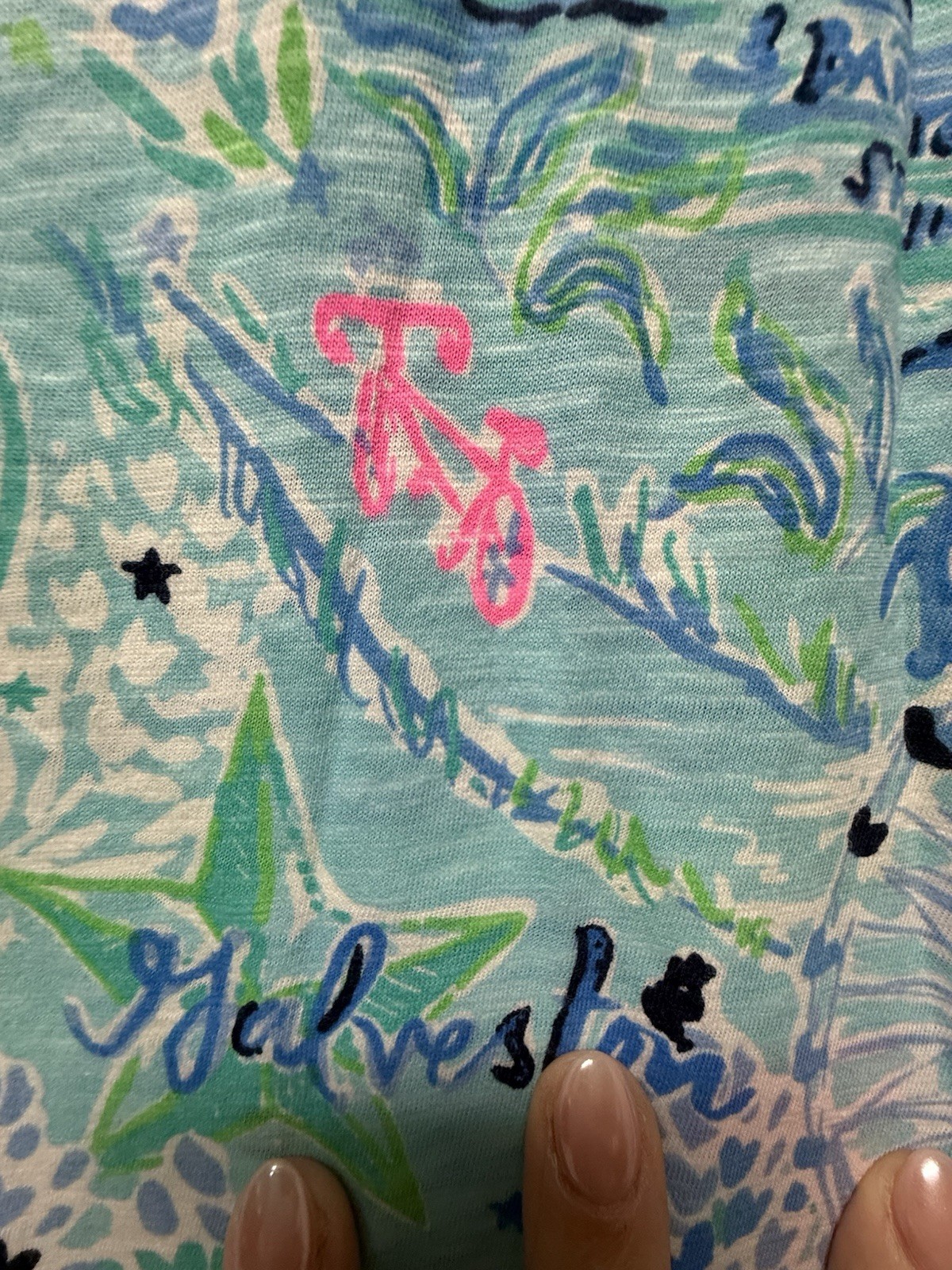 NWOT Lilly Pulitzer Etta V Neck Top L Lilly Loves Texas Destination Print