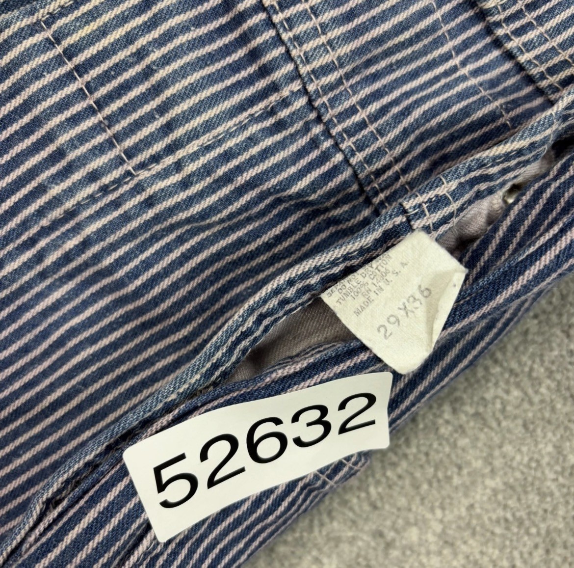Carhartt Railroad Stripe Dungarees 28×30 Blue Bib Overalls Denim Workwear Mens