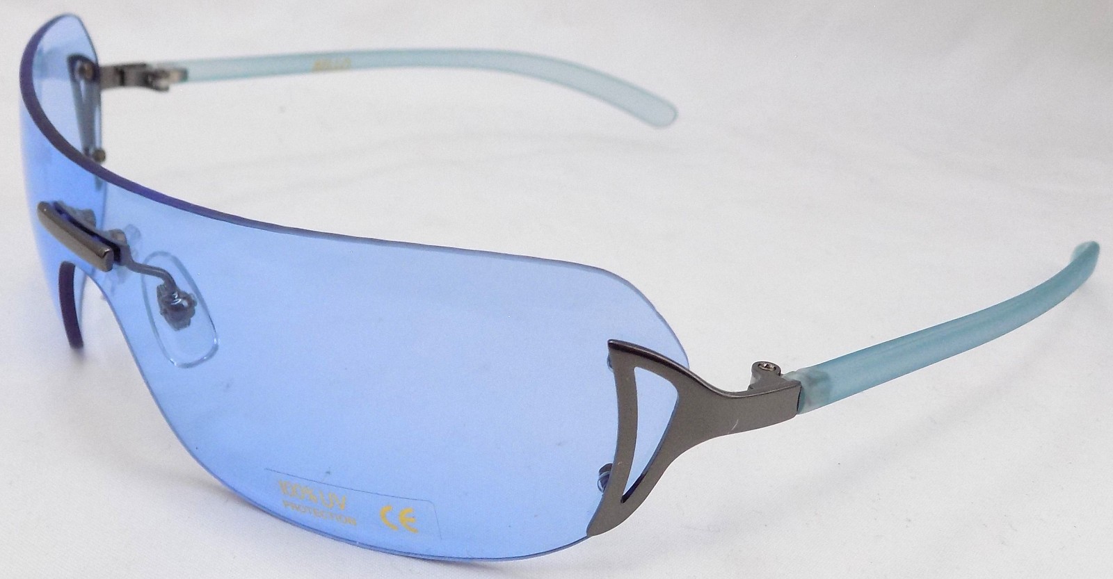 Ultra Stylish Rimless Blue Lens Sunglasses Silver Designer Look Lightweight
