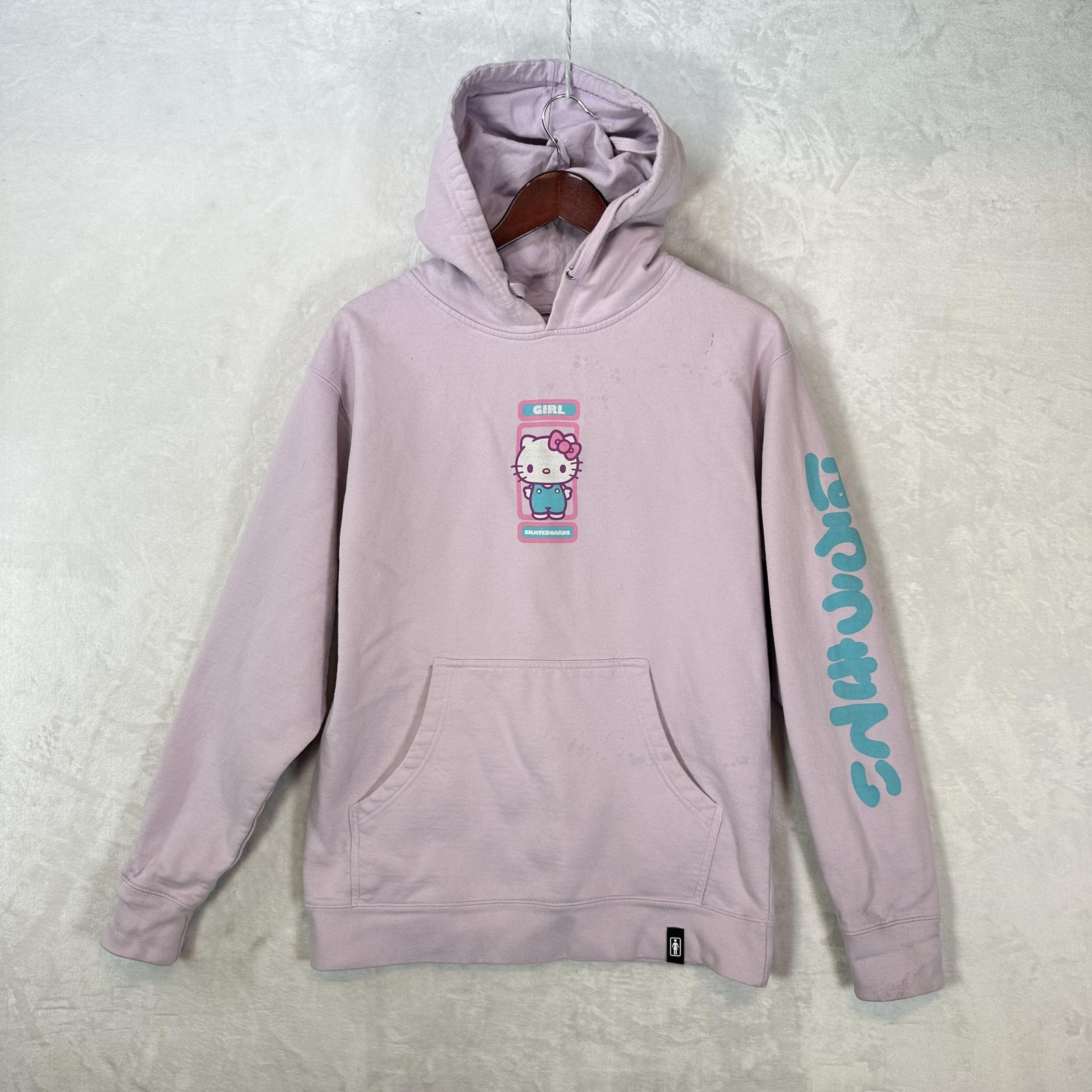 Sanrio x Girl Skateboards Hoodie Mens M Purple Hello Kitty Pullover Skate