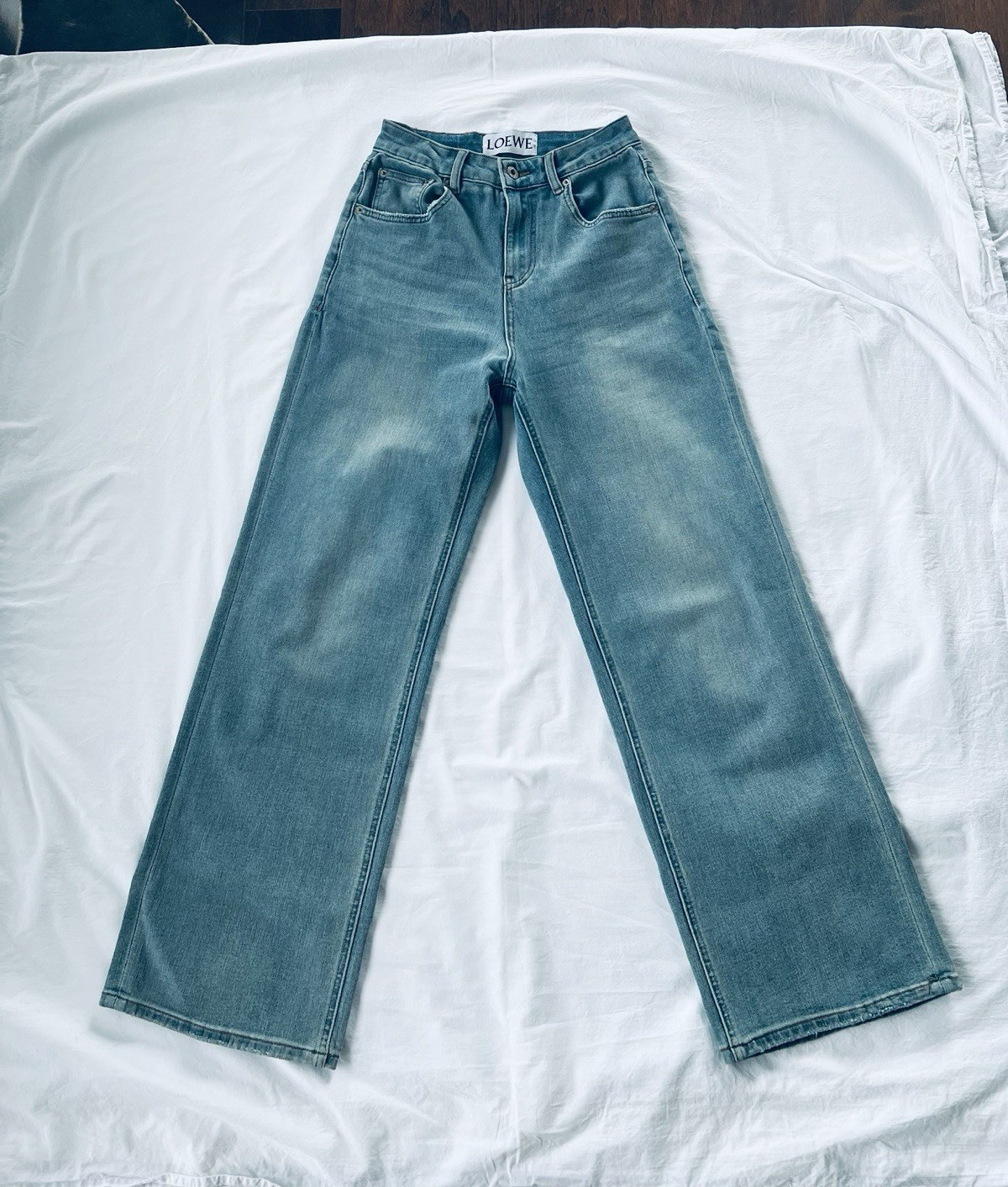 LOEWE Women’s Blue Light Wash Straight Leg Denim Jeans Logo 5-Pocket 26