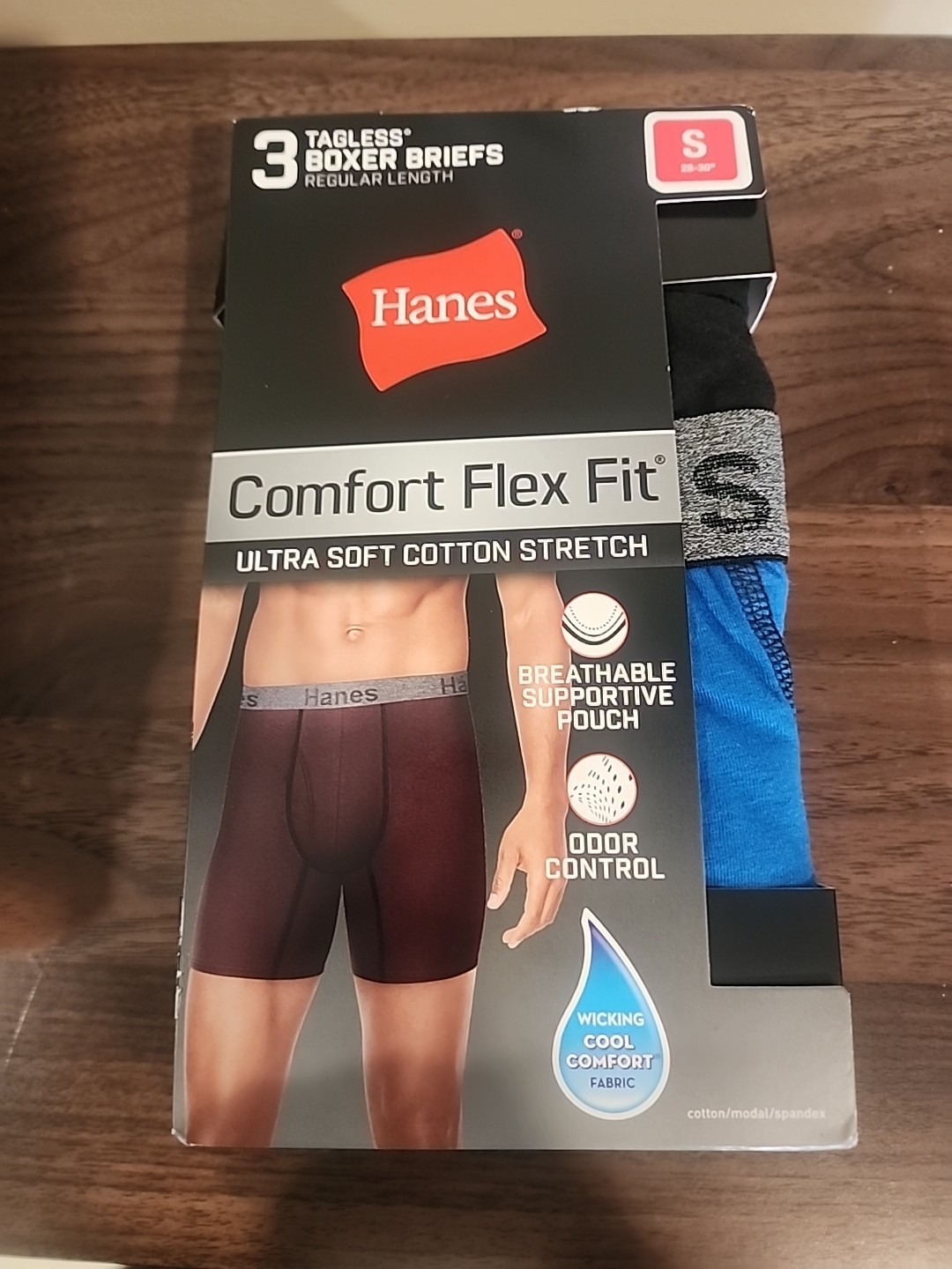 Hanes Men’s 3-Pack Comfort Flex Boxer Briefs Fit Ultra Soft Cotton Stretch Wick