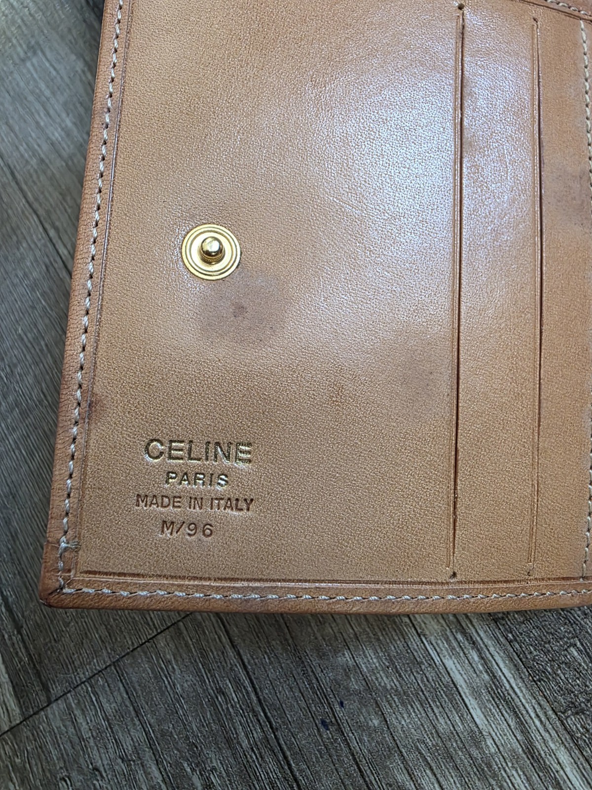 Vintage Celine Brown Triomphe Canvas 3-Fold Wallet Macadam Leather Designer