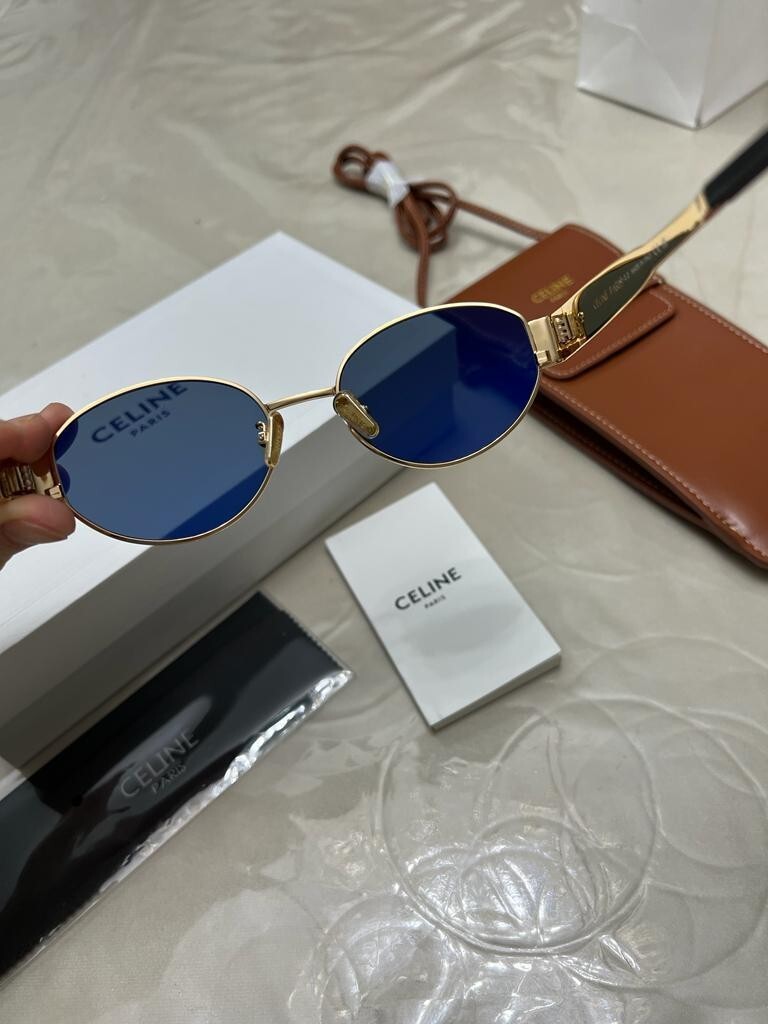 Sunglasses Celine CL40235U Triomphe metal with gold frame Lenses-Brown