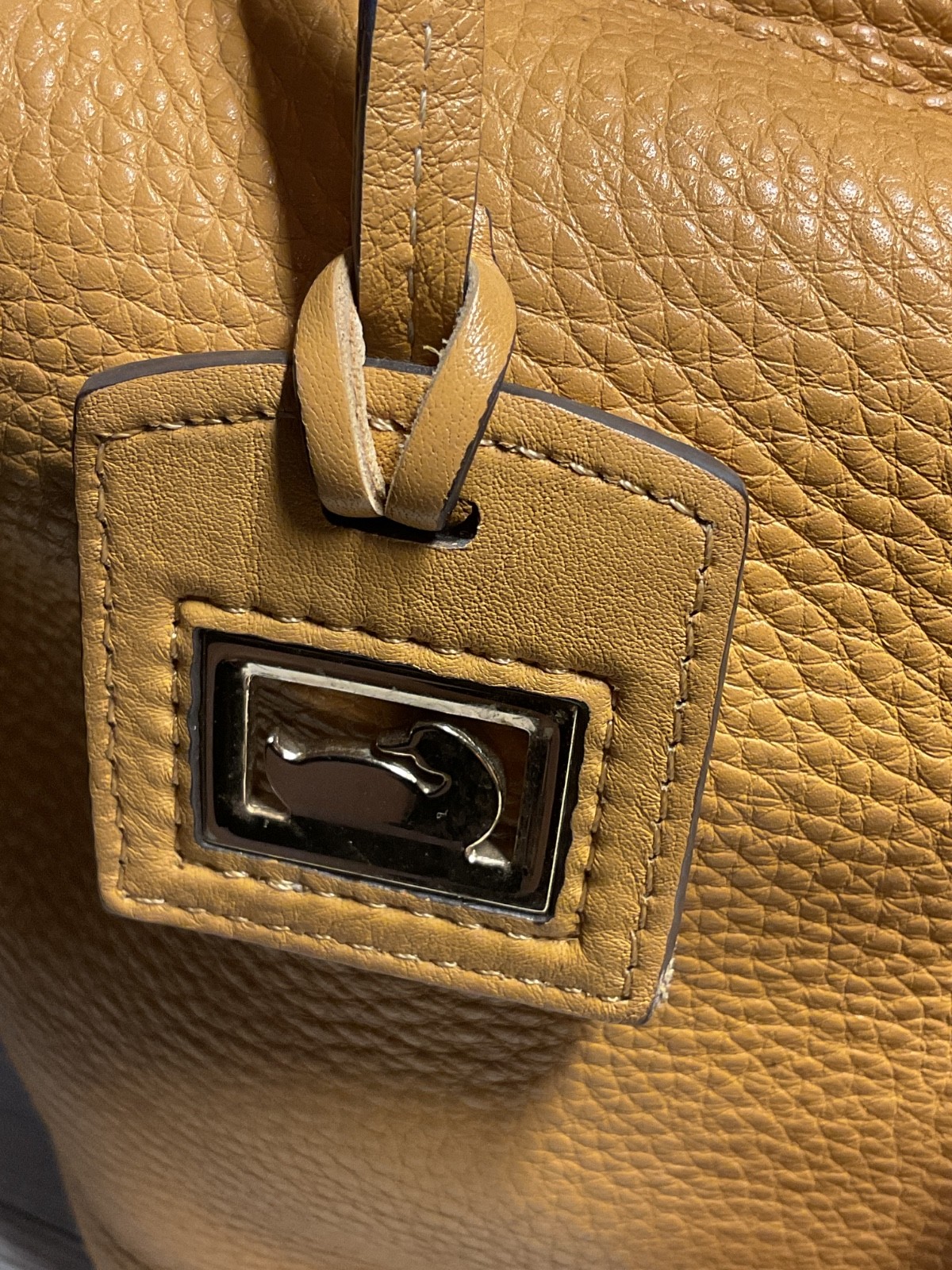 Dooney & Bourke Portofino Yellow Leather Grommet Drawstring Large Shopper Bag