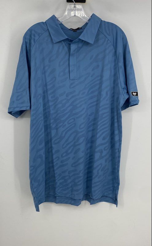 Waggle Mens Blue Short Sleeve Collared Logo Golf Polo Shirt Size XL