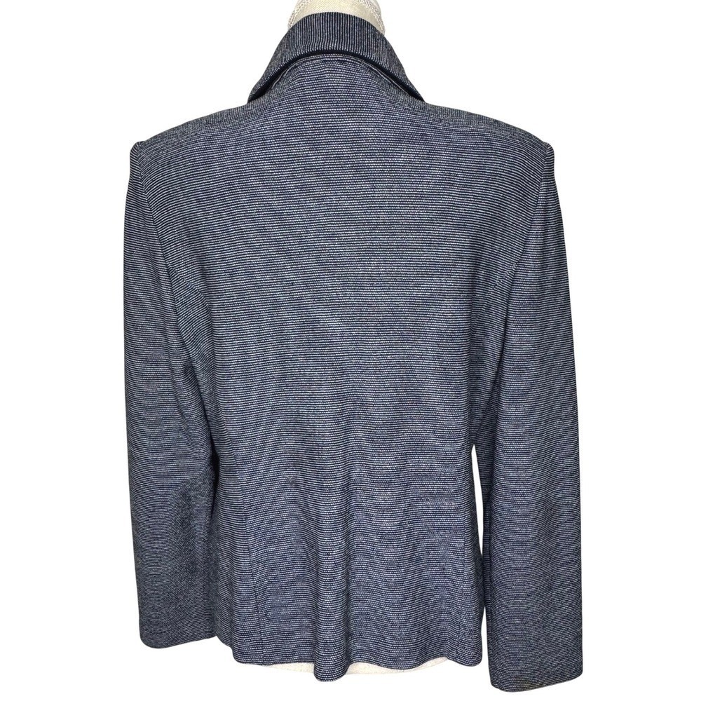 St. John Collection Blue Striped Zip Up Jacket Medium
