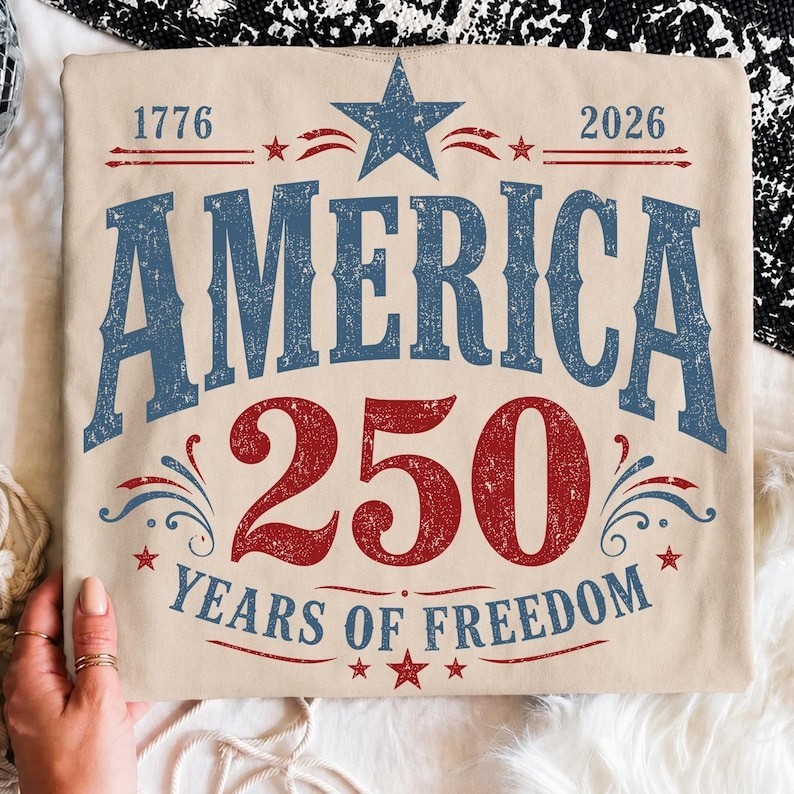 America 250 Years Freedom Retro T-shirt, USA 250th Patriotic Shirt, 4th of July