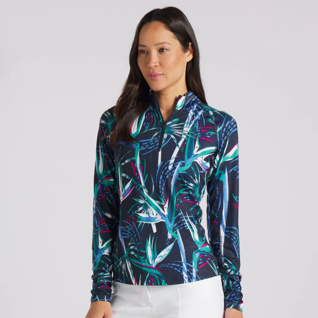 NWT Puma Womens UV Paradise 1/4 Zip Pullover Jacket XS S L XL 2XL Navy Floral A1