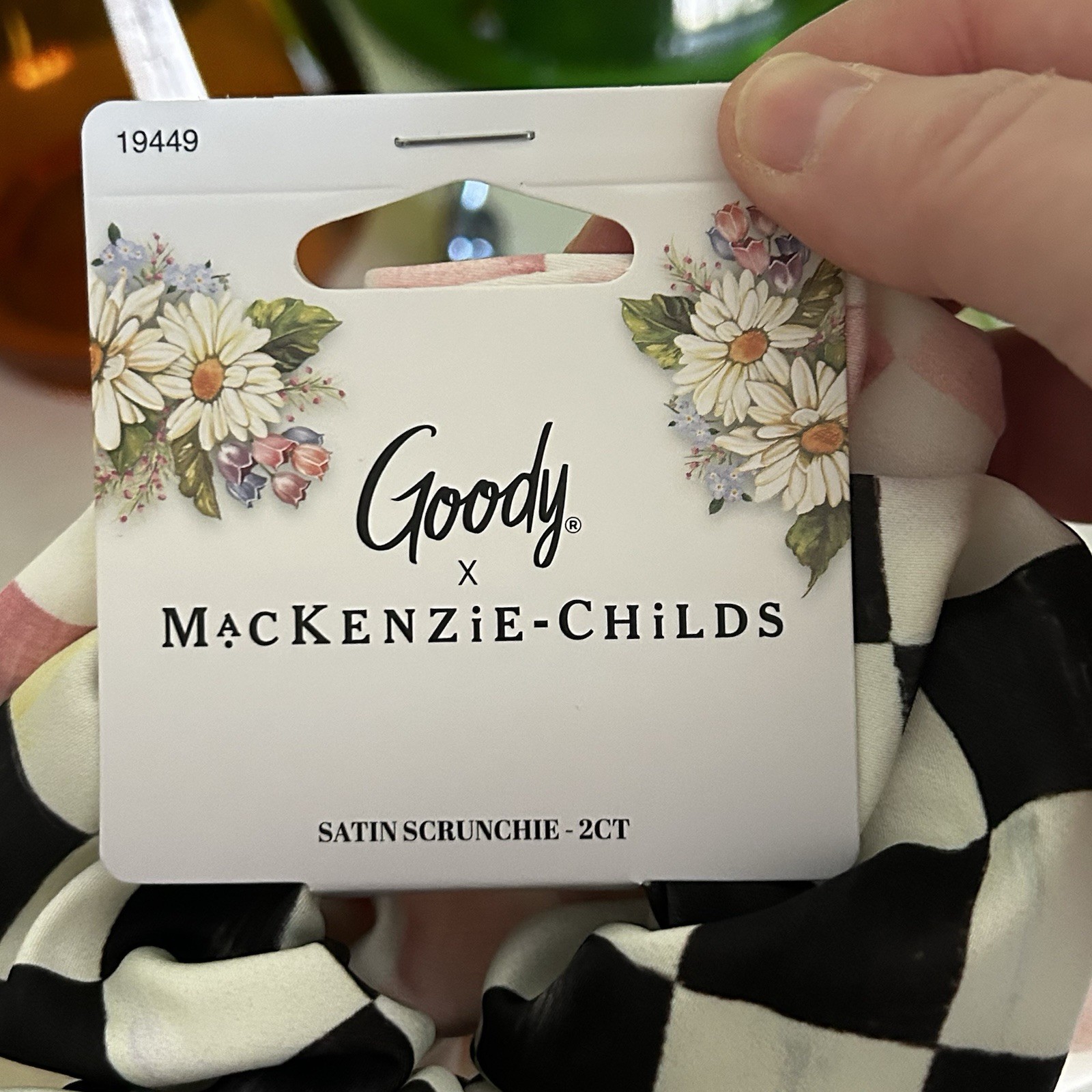 Goody X Mackenzie Childs 2pc Scrunchie Set Pink Black Check Limited Supply