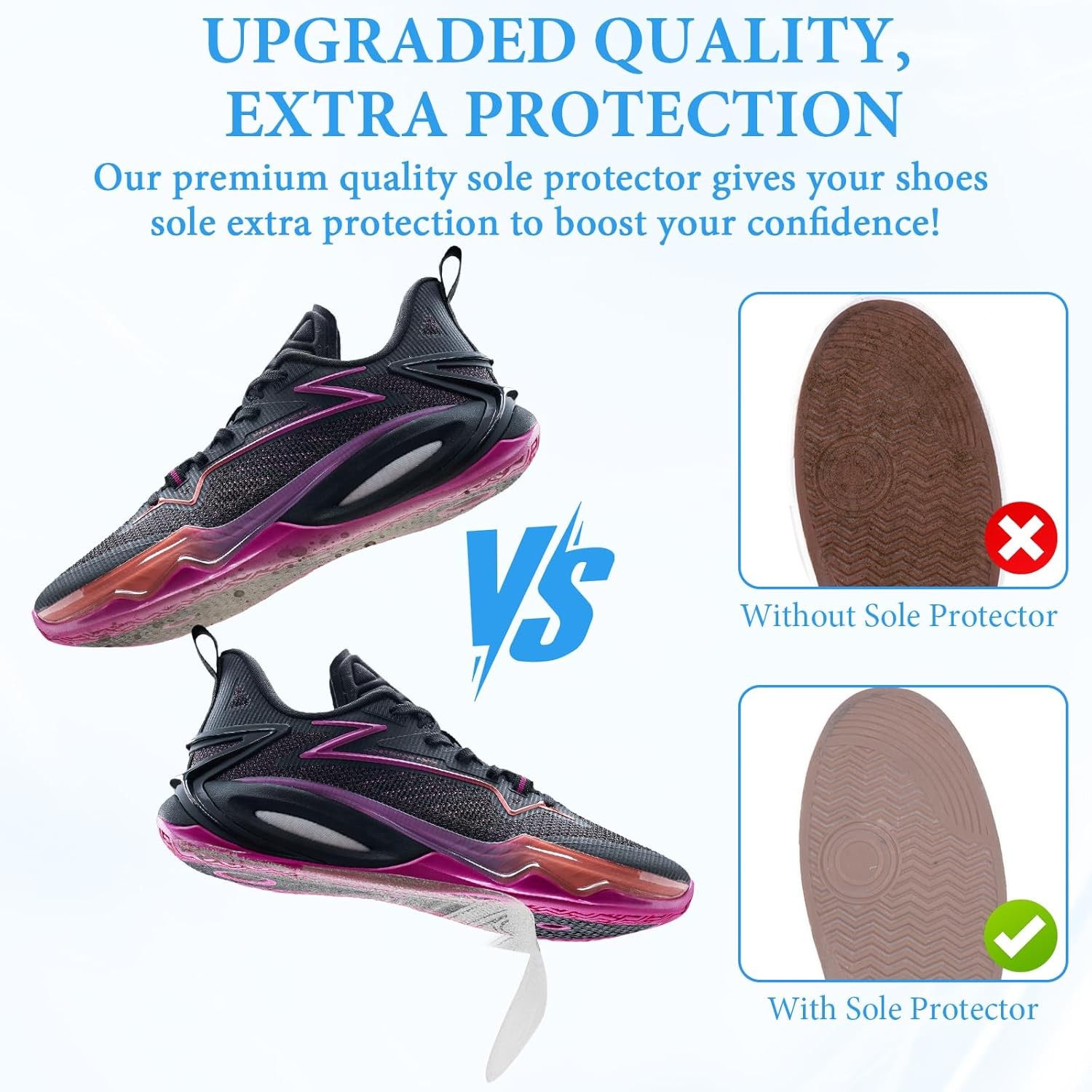 6pcs Clear Shoe Sole Protectors Anti-Slip Invisible Heel Guards for Sneaker/Heel
