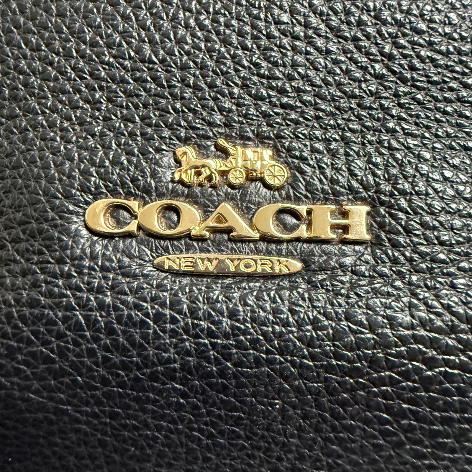 Coach Shoulder Bag Abby Duffle Pebbled Leather Bag w/Charm Black Very Nice EUC