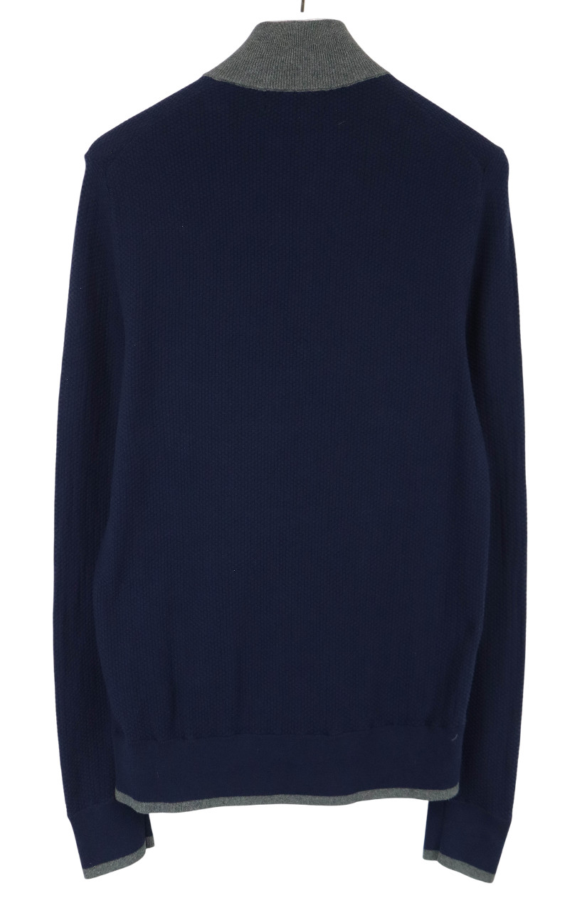 Brooks Brothers Sweater Mens Medium Blue Knit High Neck Half Zip