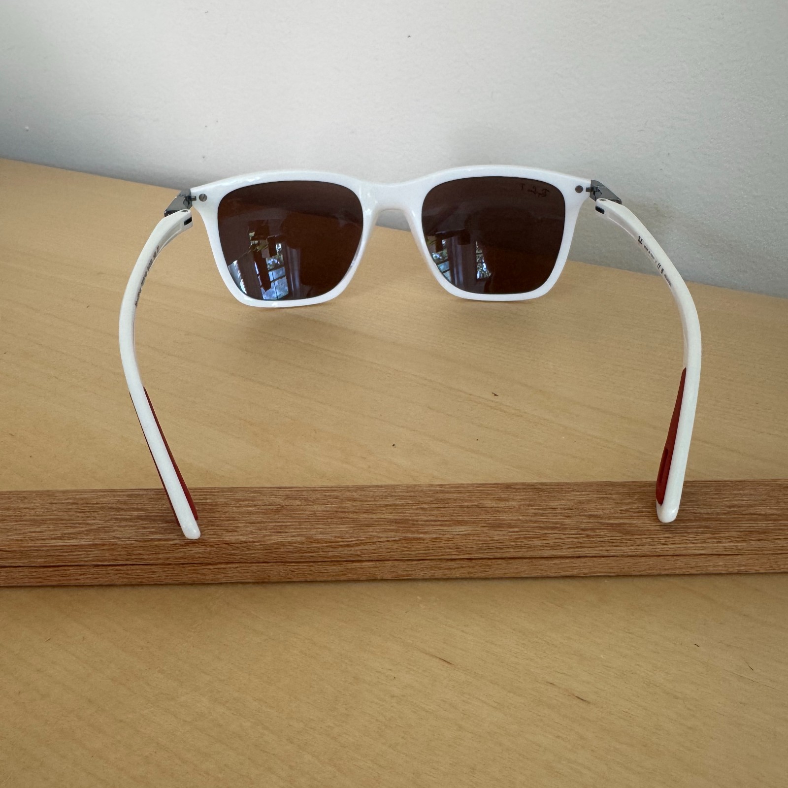 Ray-Ban RB4433-M Scuderia Ferrari Leclerc Edition White Polarized Sunglasses