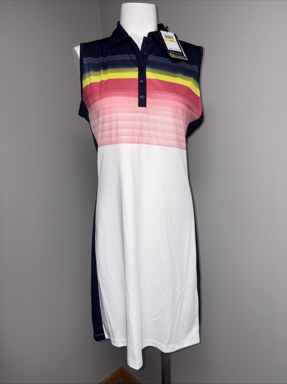 Callaway Opti Dri Sleeveless Golf Dress 50UPF Brilliant White Women’s M- NWT