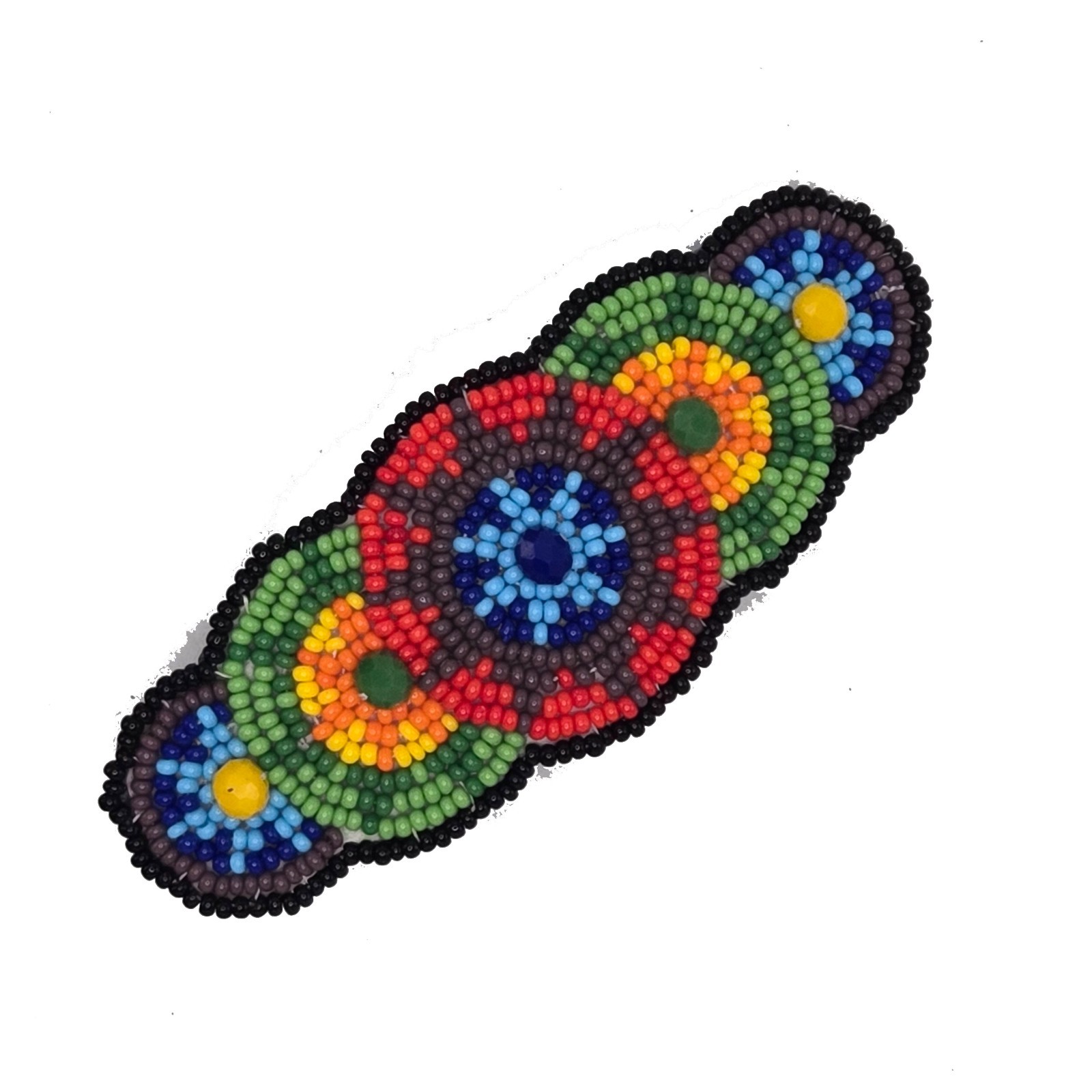 Beaded Hair Barrette Hair Clip Random Color Handmade Hair Accessory Oval Shape