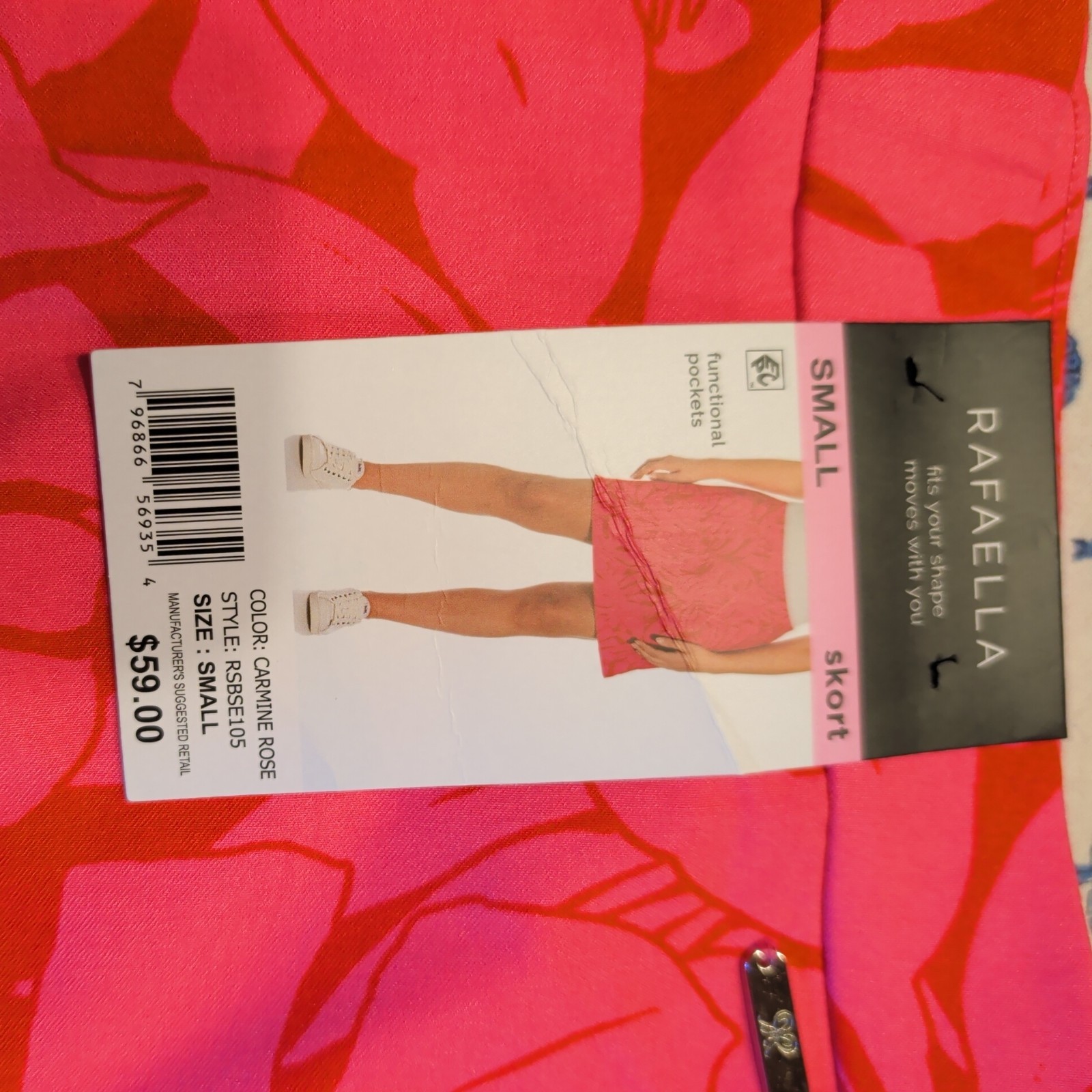 Rafaella Ladies Stretch Skort Size S Pressed Palms Carmine Rose