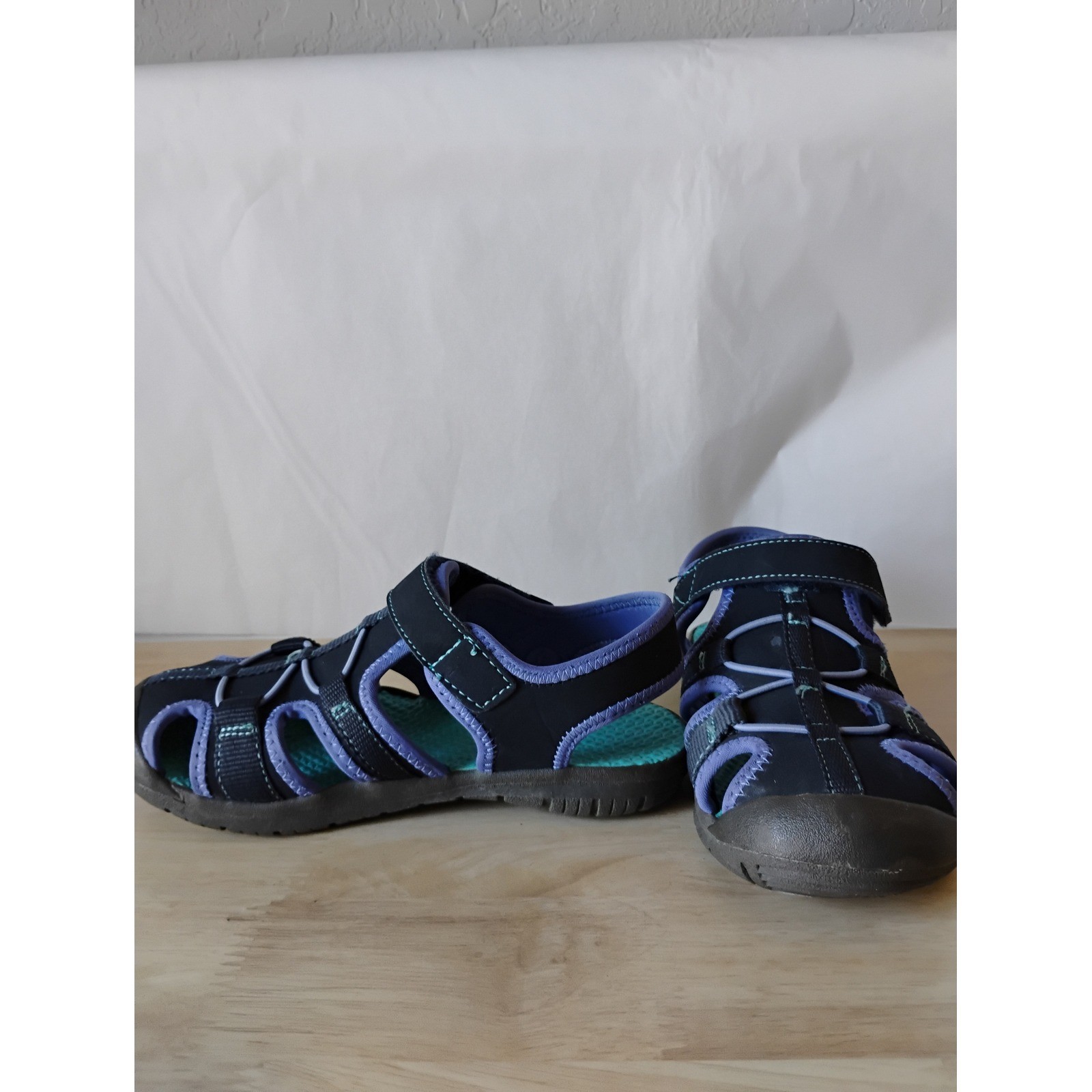 Ozark Trail Kids Navy Blue Teal Closed Toe Water Sandals Hiking Shoes Size 1
