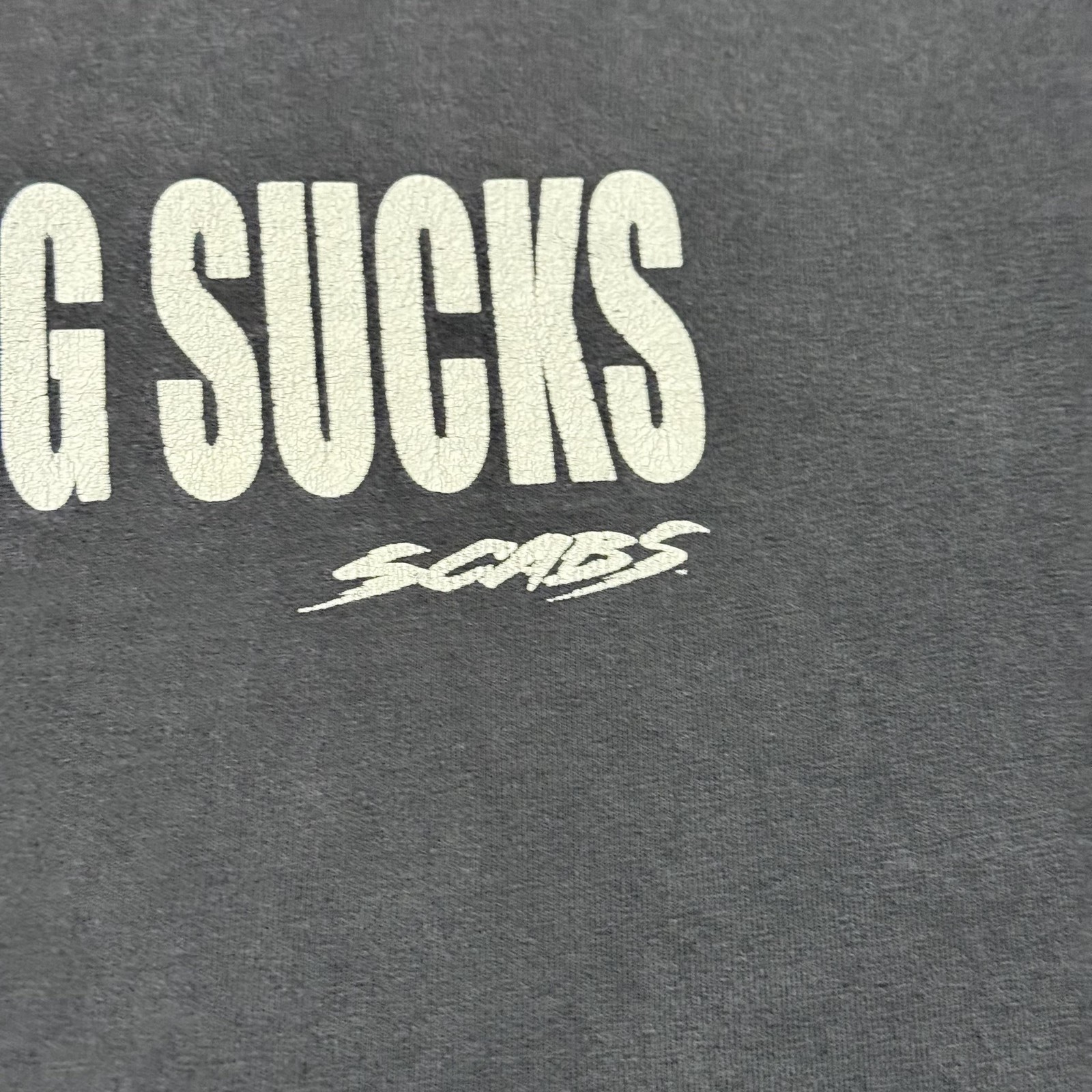 Vintage Scabs Crashing Sucks Shirt Mens M Black Skate Funny Riding Surf Tee