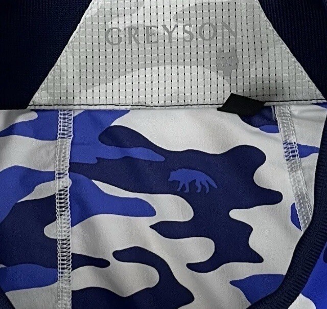 Greyson Trailwolf Golf Jacket Large Cobalt Blue Camo Full Zip Windbreaker Shell