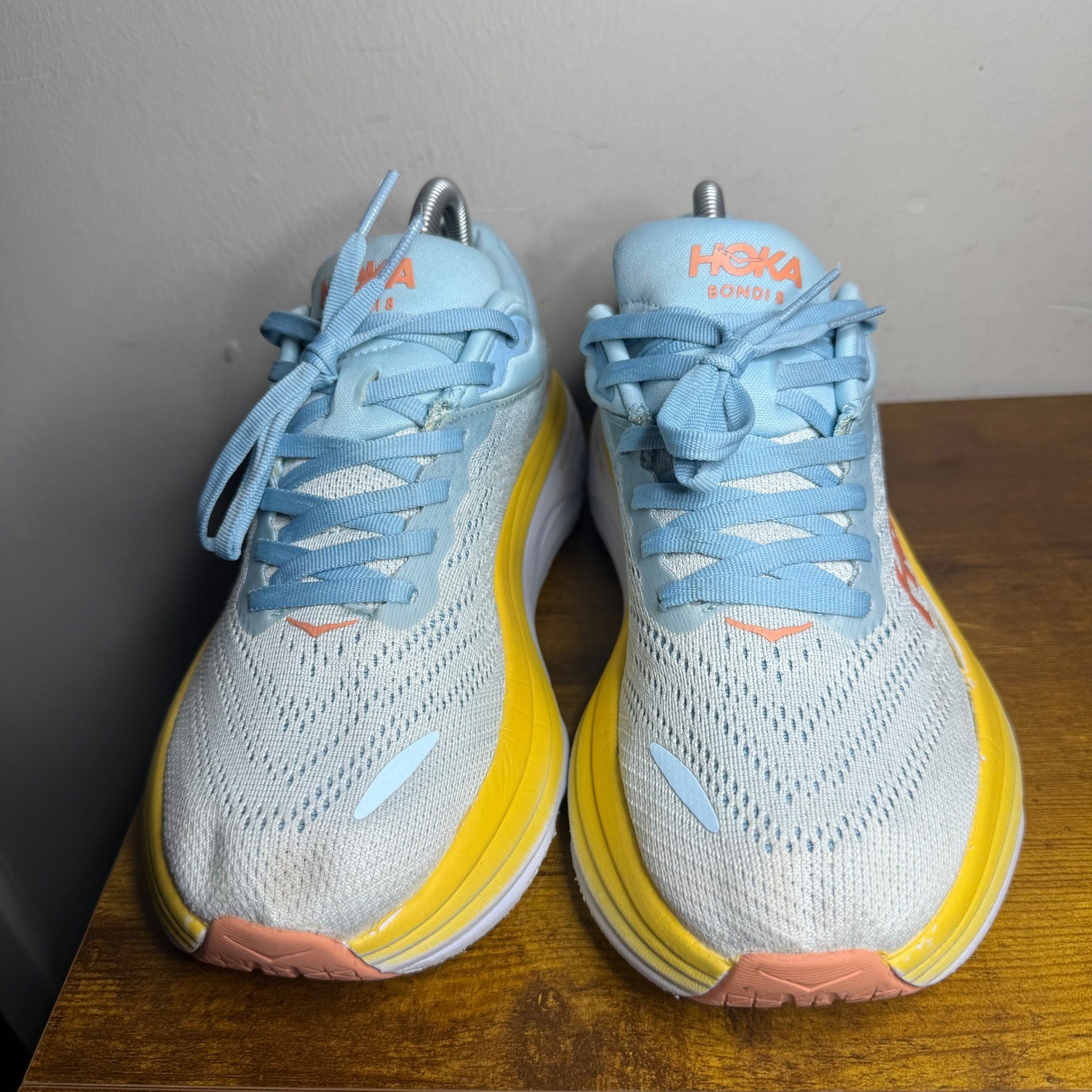 Hoka Bondi 8 Running Shoes Womens Size 8 D Wide (Men’s 7D) Blue Yellow
