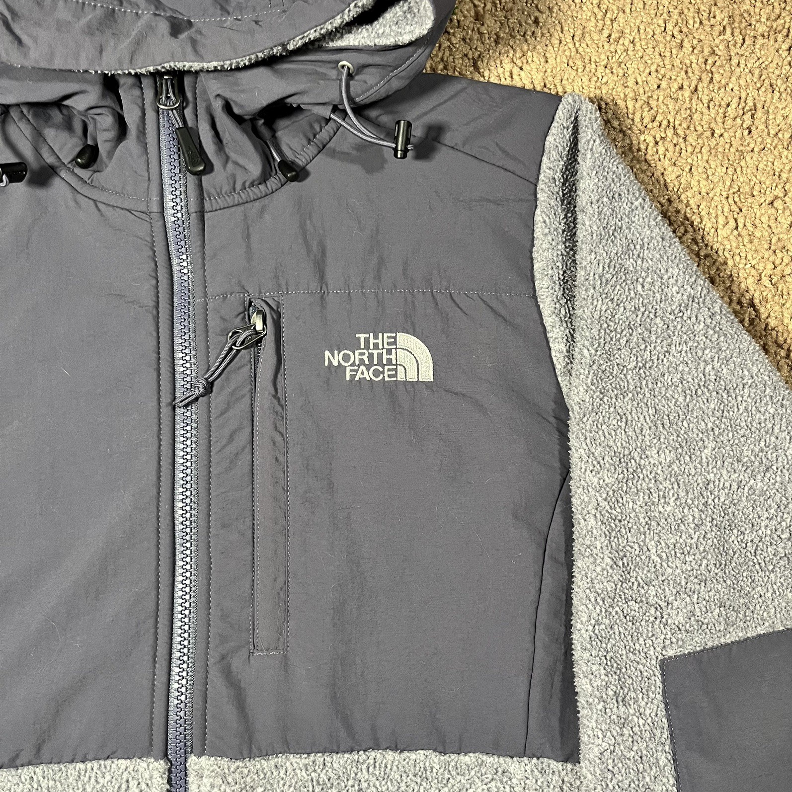 The North Face Jacket Womens Small Gray Denali Hooded Recycled Polartec Fleece