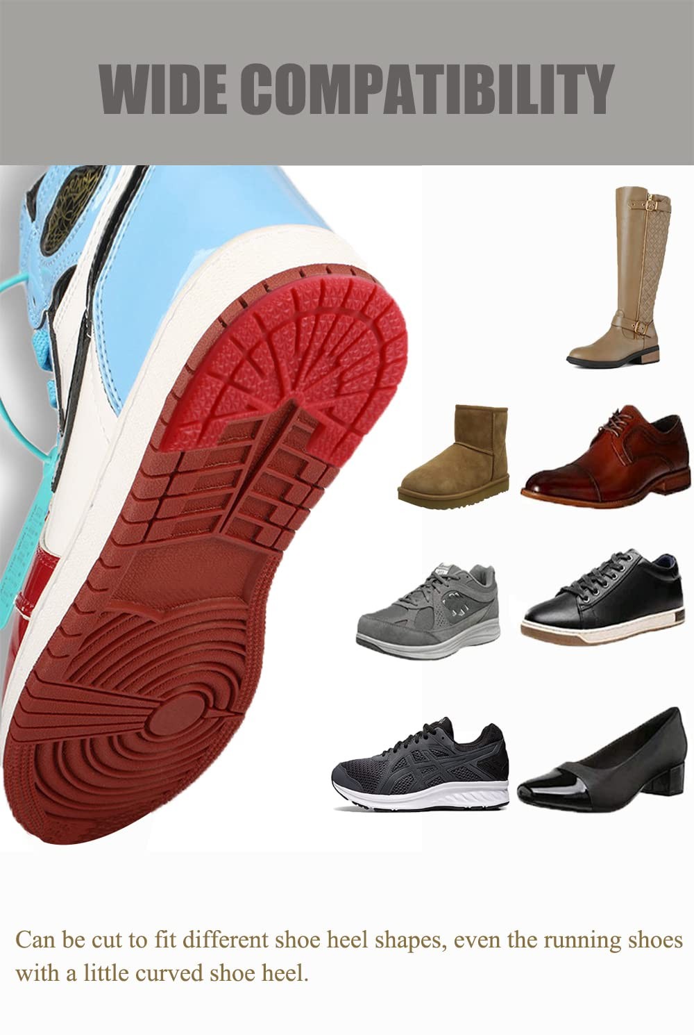Sole Protector for Sneakers, Strong Self-Adhesive Shoe Heel 6.5-7.5, Black