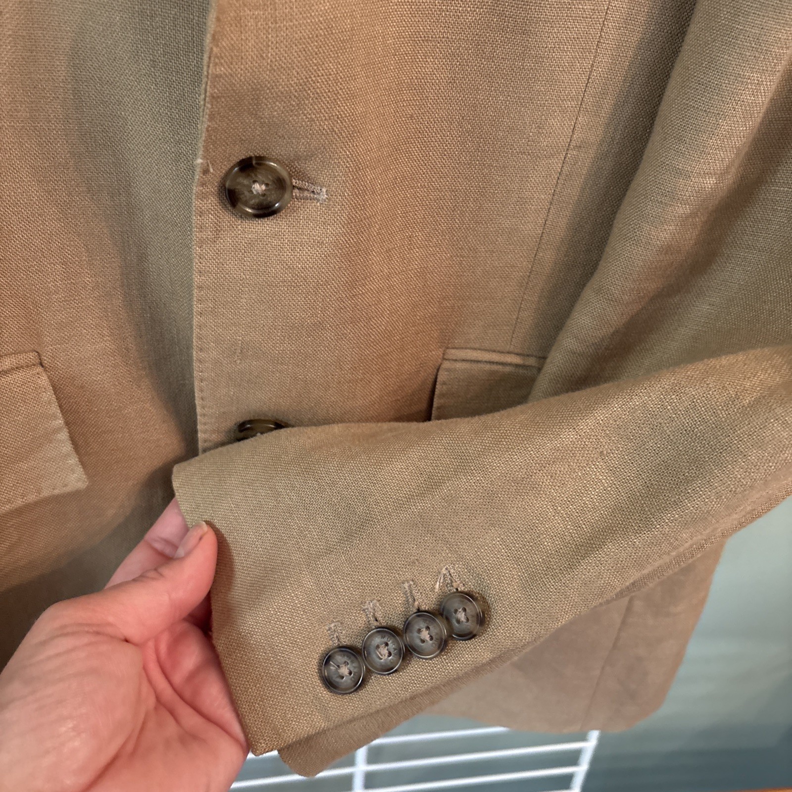 Baird McNutt Murano Men S Small Beige Brown 100% Linen Blazer Sport Coat Jacket