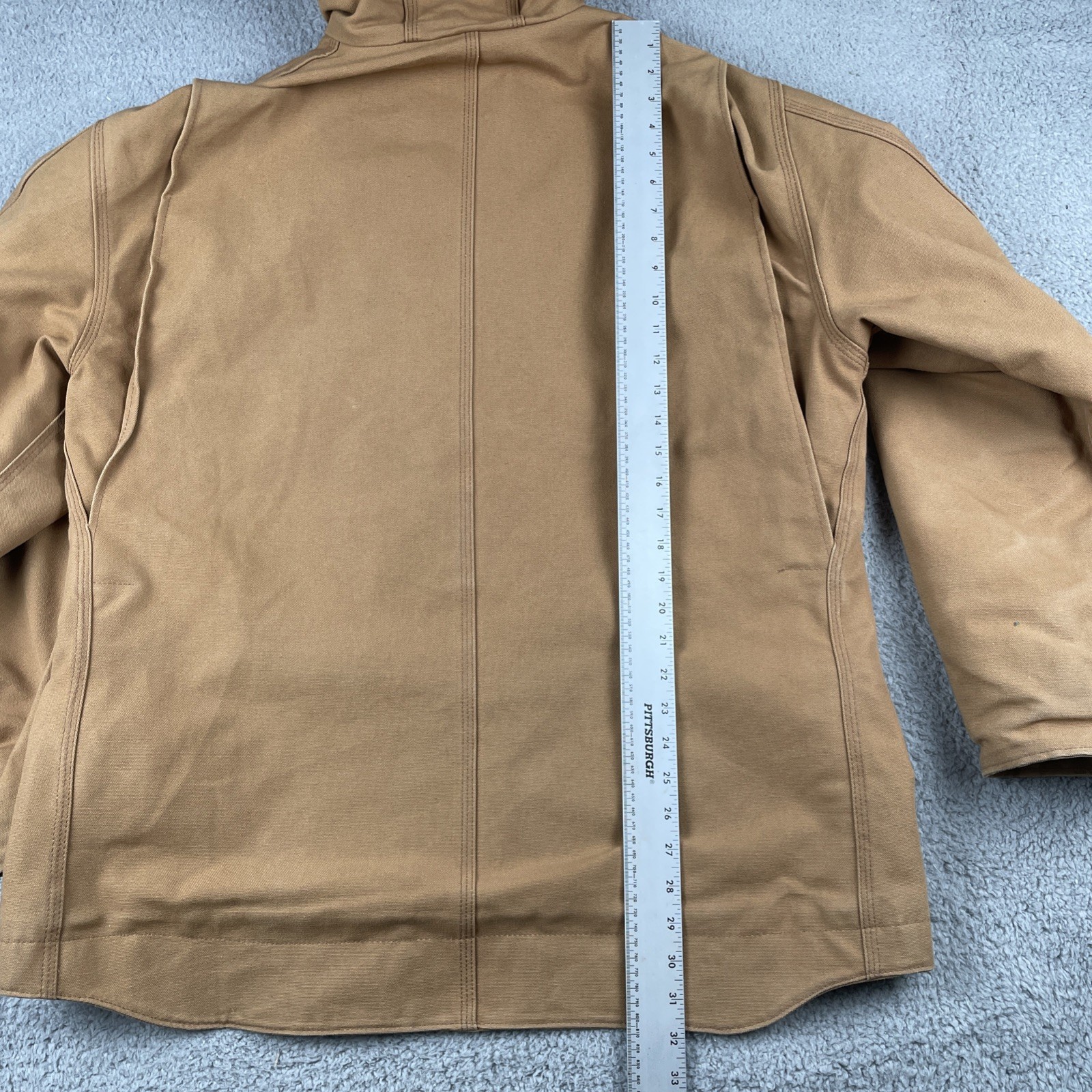 Carhartt Jacket Zip Up Hoodie Caramel Brown Fleece Lined Triple Stitched Large