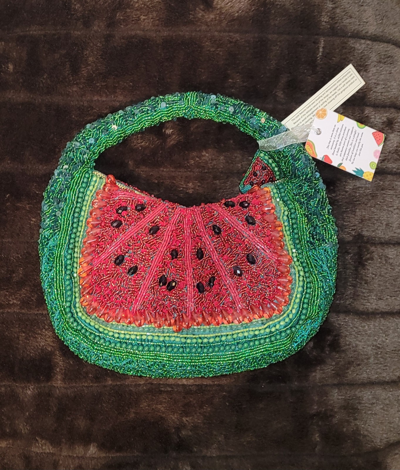 Handmade In India Beaded Sequin Watermelon Top Handle Women’s Handbag