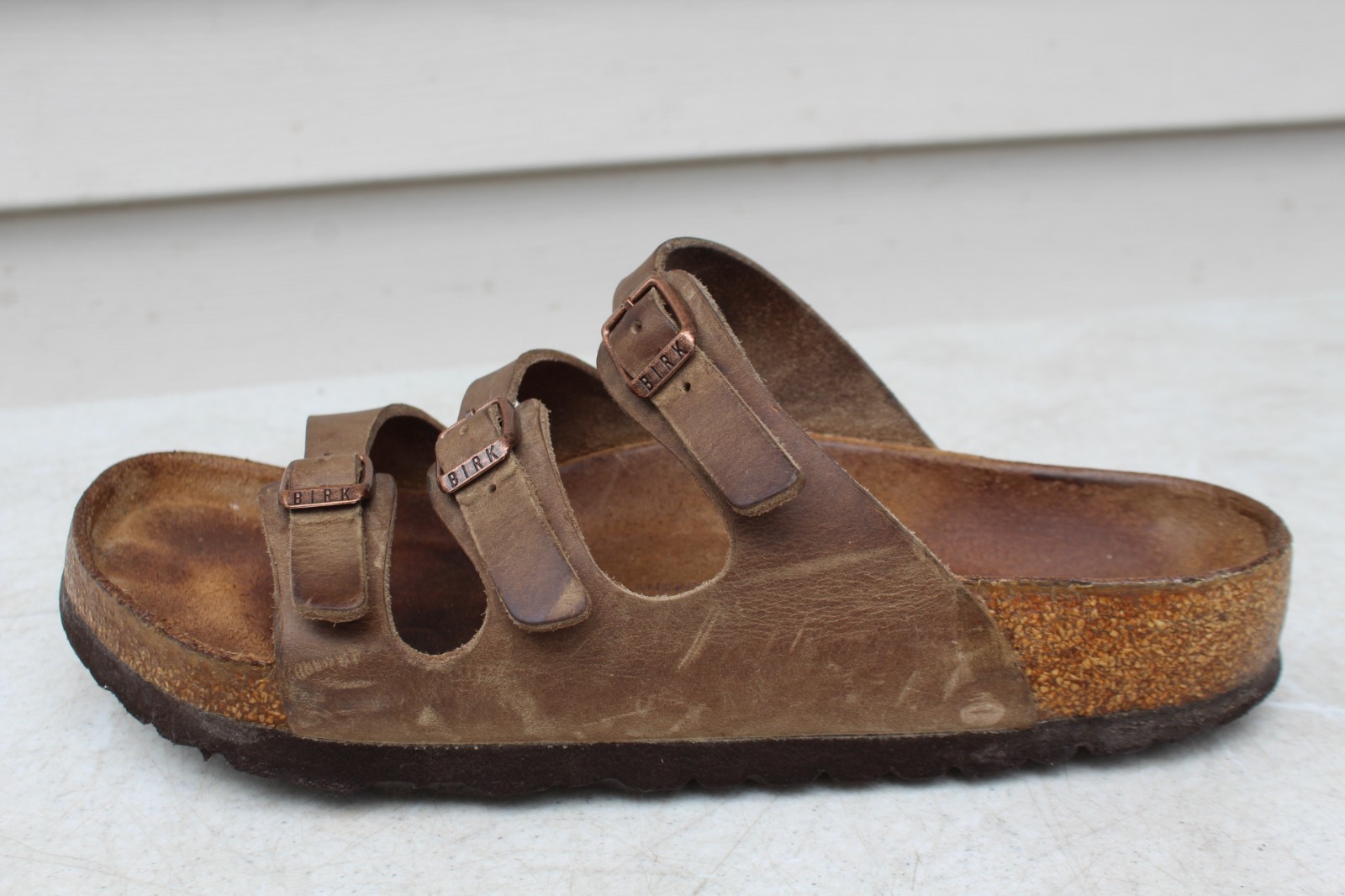 Birkenstock Florida 39 Soft Footbed Ladies 8 Mocha Brown Leather 3-Strap Germany