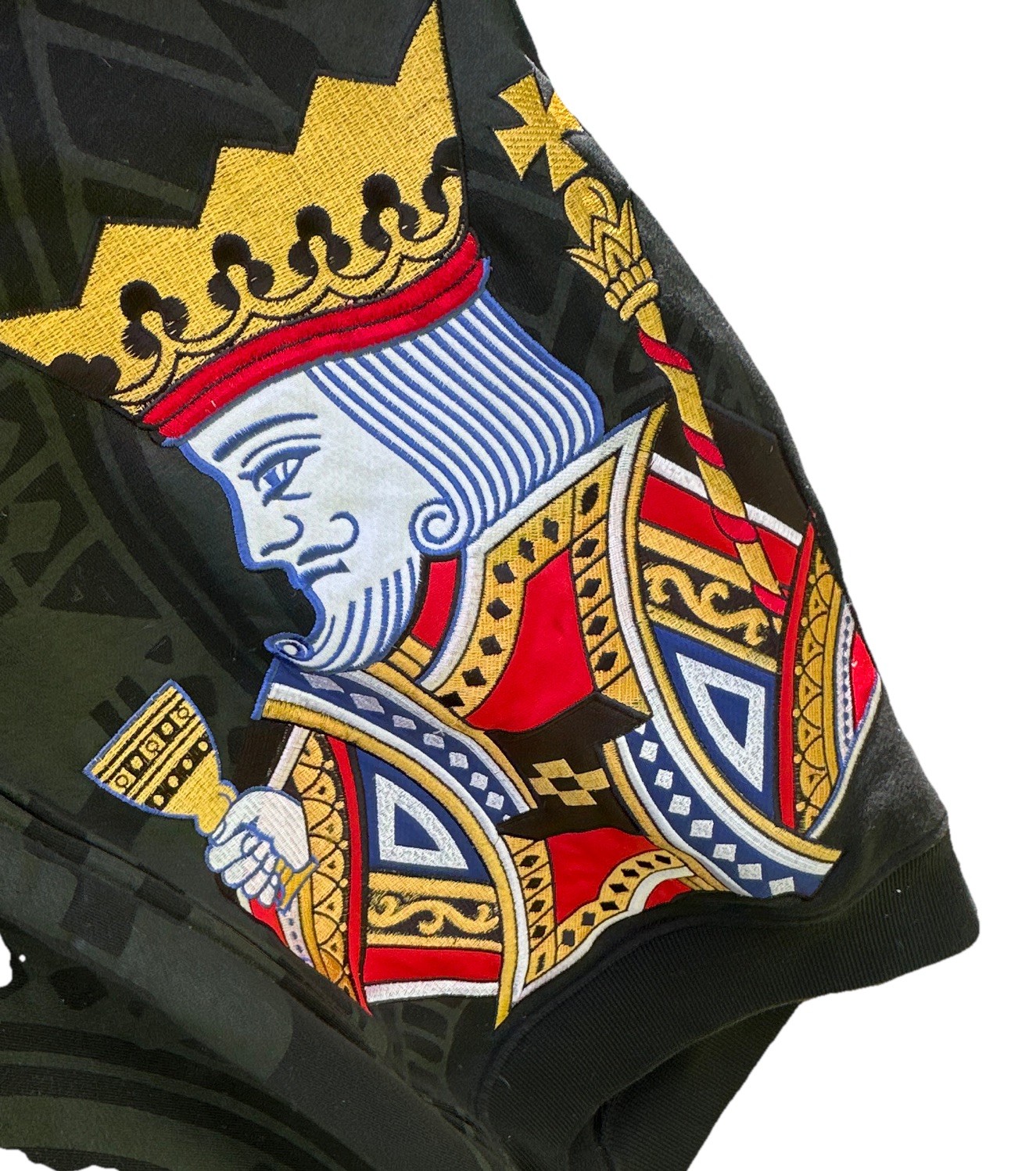 Avirex Men’s Black Full Zip Hoodie King of Spades Graphic Embroidered 3XB