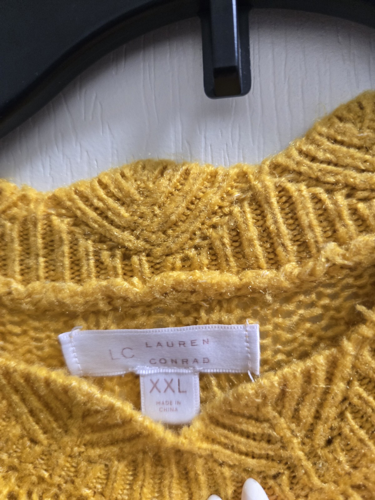LC Lauren Conrad Women’s Open-Knit Crew Neck Pullover Sweater XXL Yellow