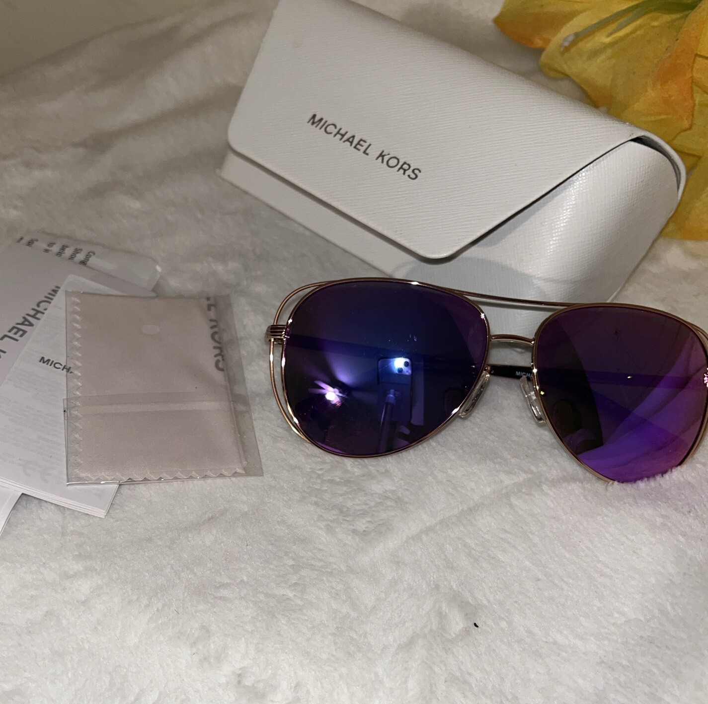 NWT Michael Kors Sunglasses MK 5004 10034V Rose Gold/Mirrored Purple 59 mm NIB