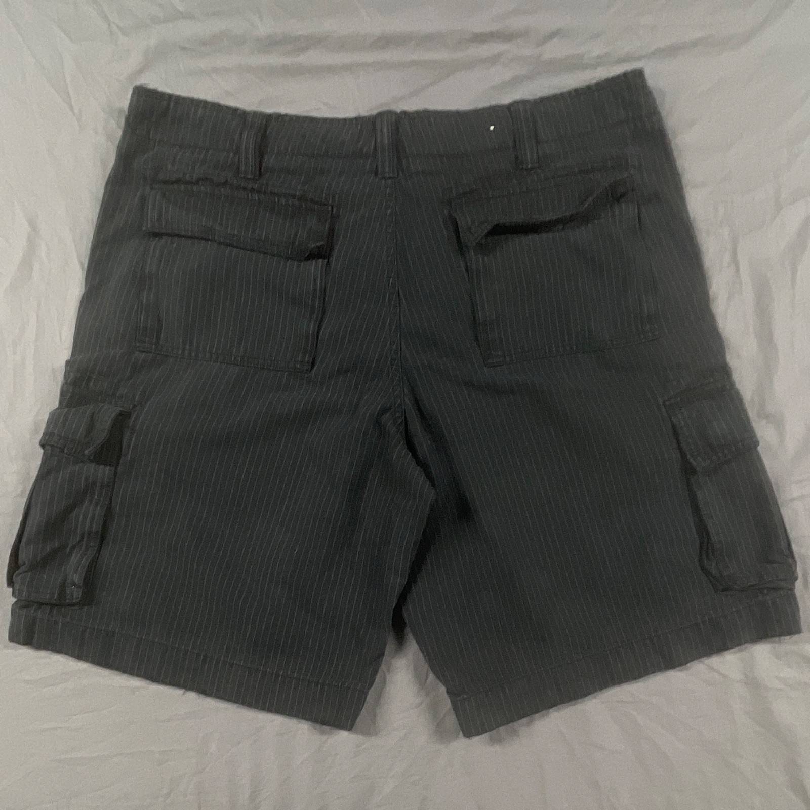 Utilitpa Men’s Black Corduroy Cargo Shorts Cotton Striped Zip Cargo Pockets