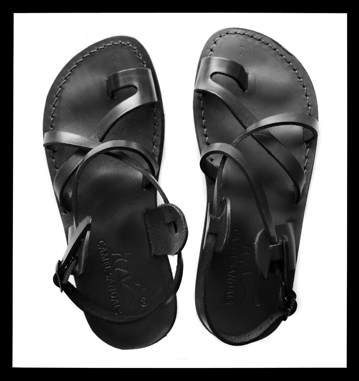Black Leather Roman Gladiator Jesus Strap Sandals Men / Women US 5-16 EU 36-50