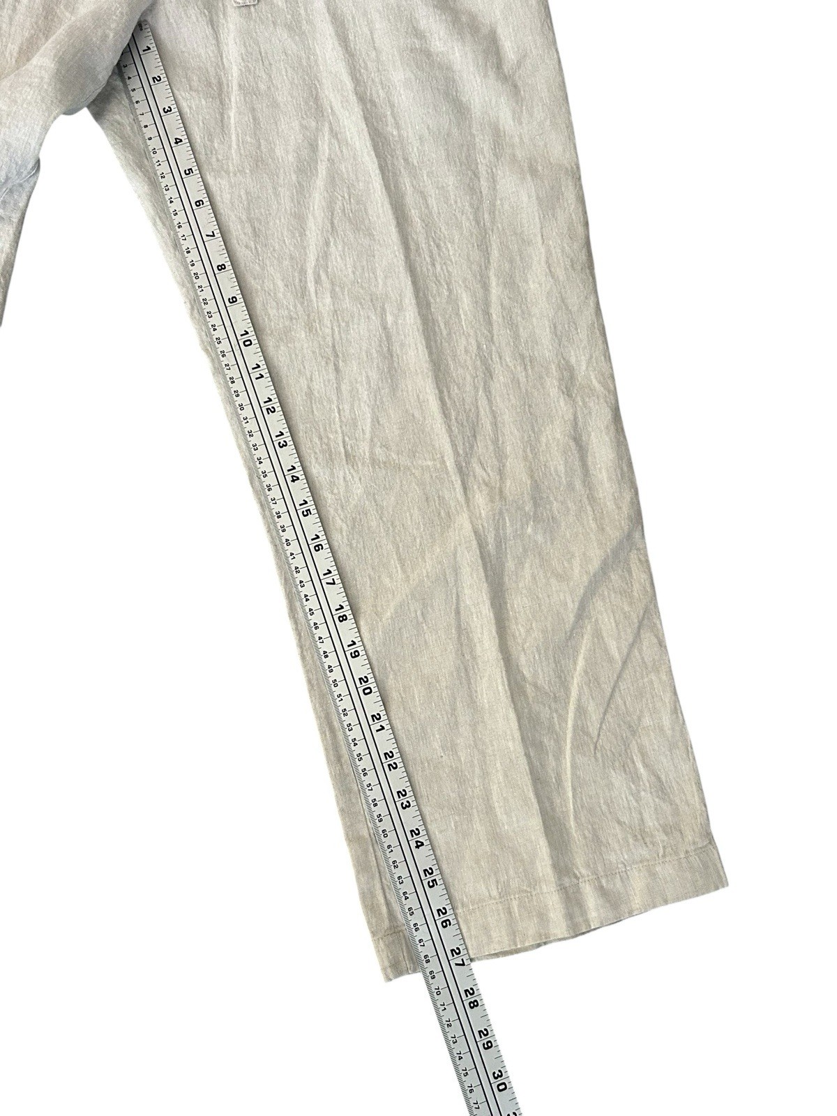 Tasso Elba 100% Linen Chino Pants Beige Semi Sheer 36×27 Coastal Lightweight