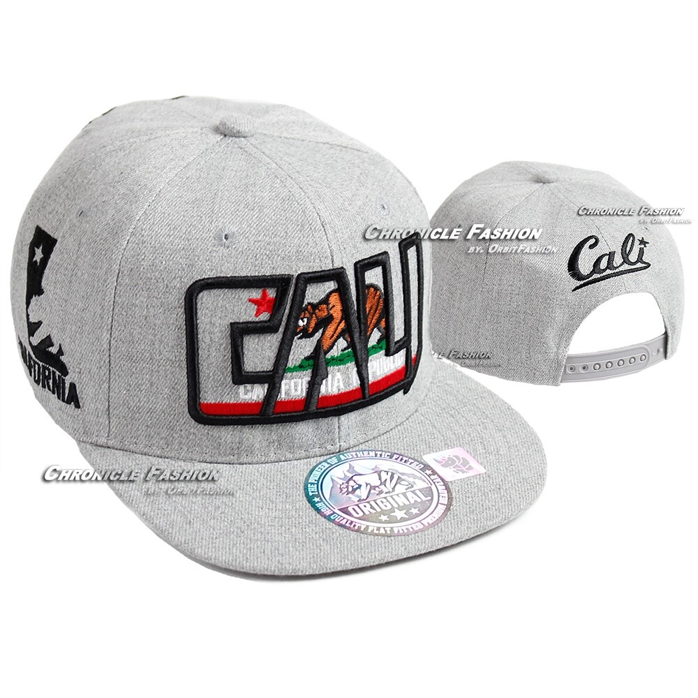 Baseball Cap California Republic Cali Bear Snapback Adjustable Hat Flat Bill Men