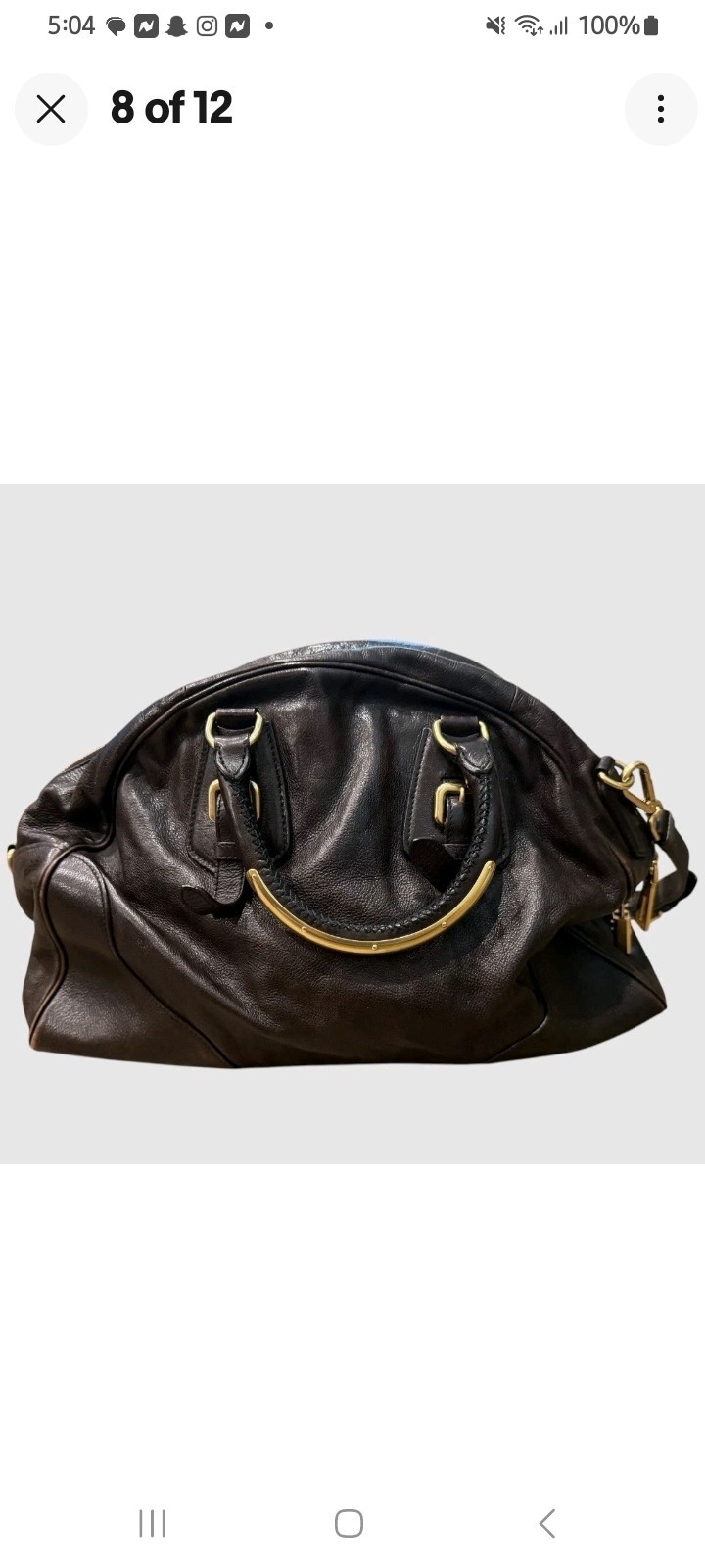 Prada Vitello Brown Leather Bowler Satchel Shoulder Bag Gold Hardware