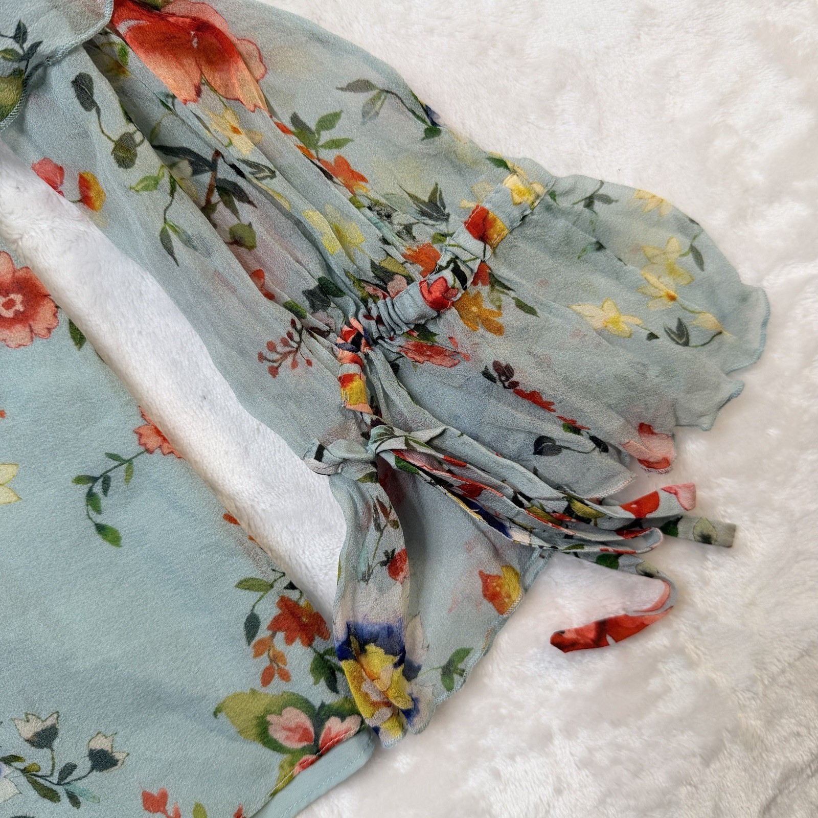 Alice + Olivia Blayne Floral Print Cold-shoulder Silk Top blouse,NWT