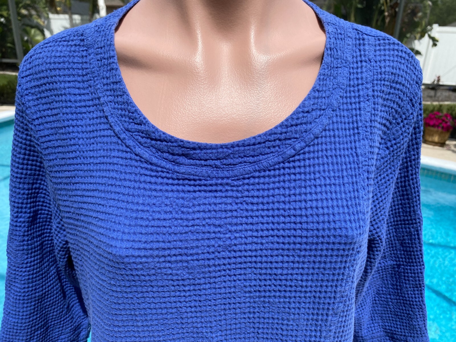Focus Casual Life Waffle Textured Tunic Layered Top Womens Blouse L Large