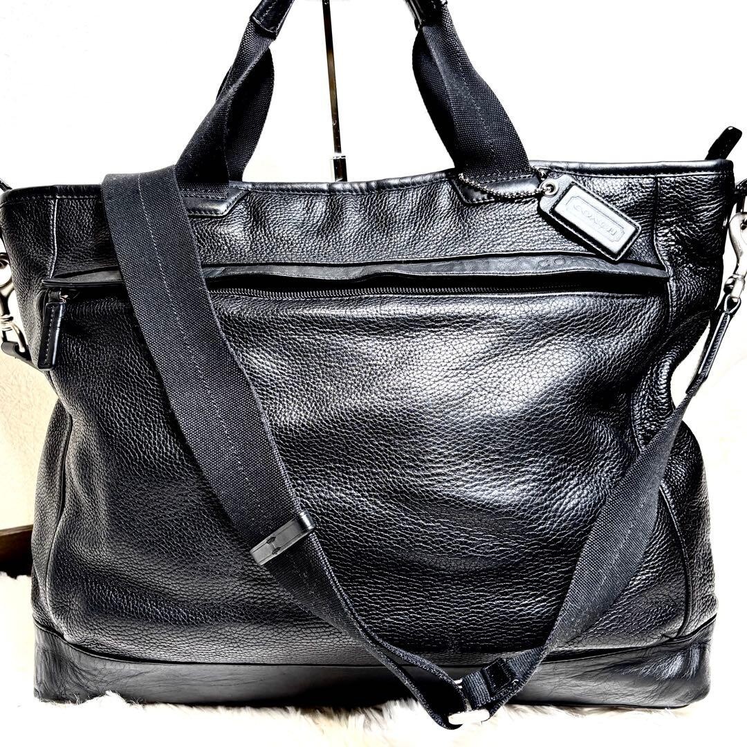 COACH Camden Pebbled Leather 2Way Tote Briefcase A4 Large Black F70926 Authentic