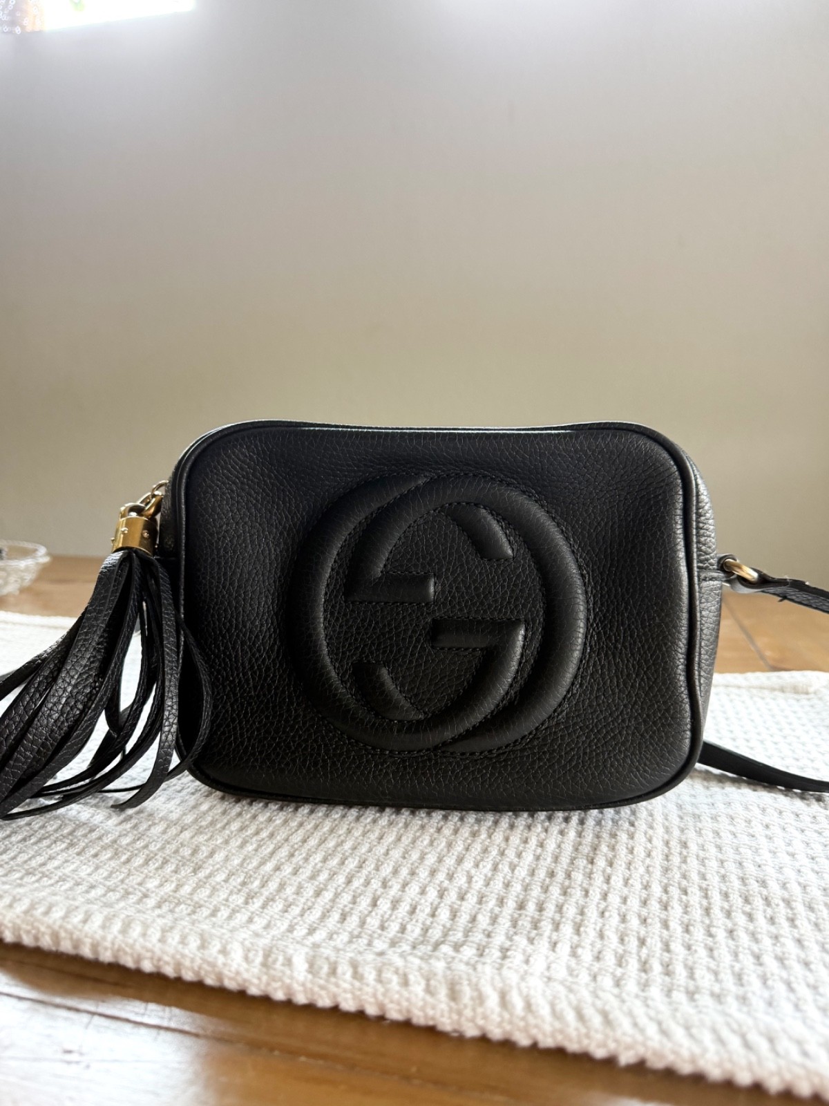 Gucci Soho Disco Gold Hardware Crossbody Small Black Leather.