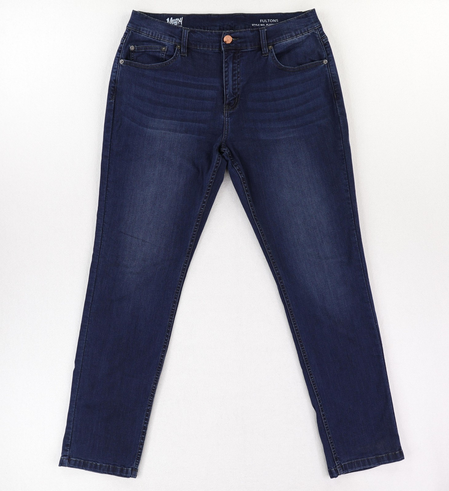 Mugsy Jeans Jeans Mens 35×32 (Fits 34×31) Blue Fultons Slim Stretch 5 Pocket