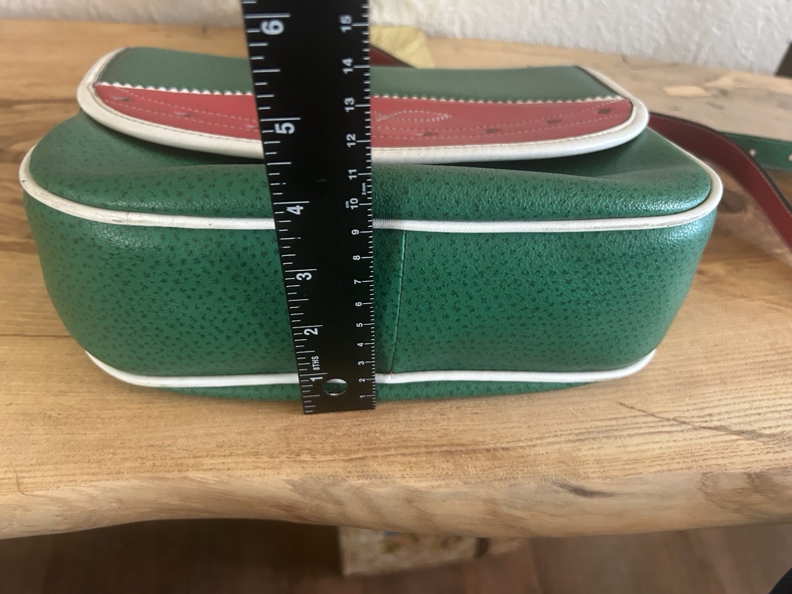 SALAR Milano Italian Leather Colorblock Saddle Shoulder Bag Red & Green