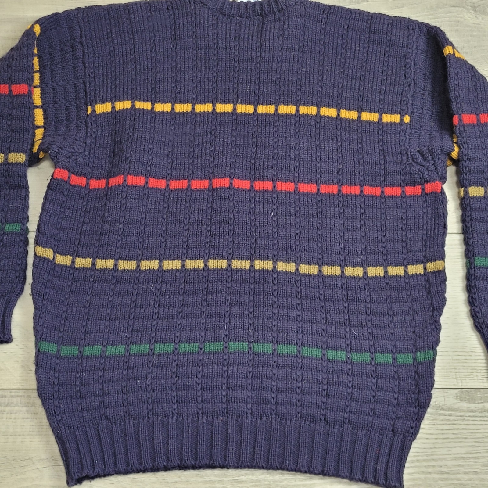 🍀Vintage John Molloy Sweater Mens L Blue 100% Irish Wool Knit Made in Ireland