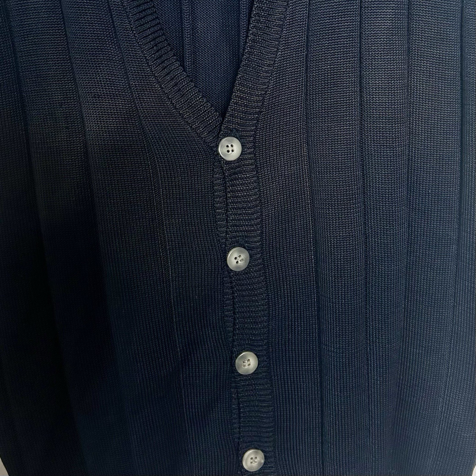 Slazenger Vest Men XL Navy Blue 100% Spun Silk Knit Cable Button Cardigan Golf